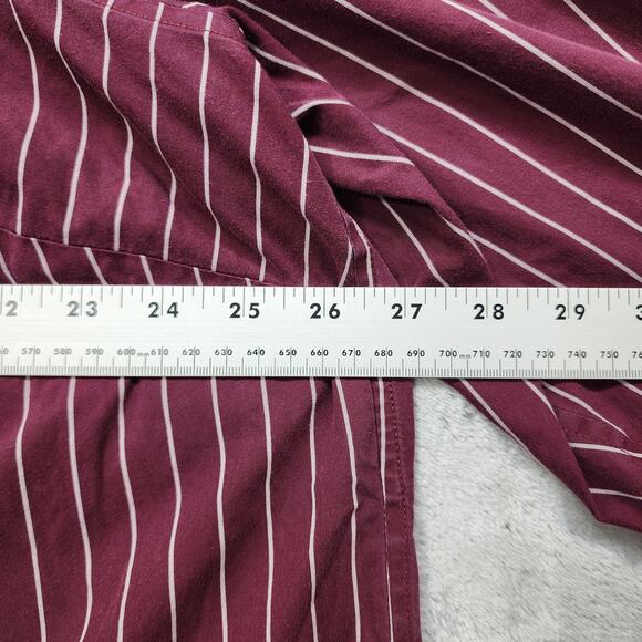 Lands End Top Womens 22W Burgundy White Striped Popover No Iron Supima Cotton - Picture 8 of 10